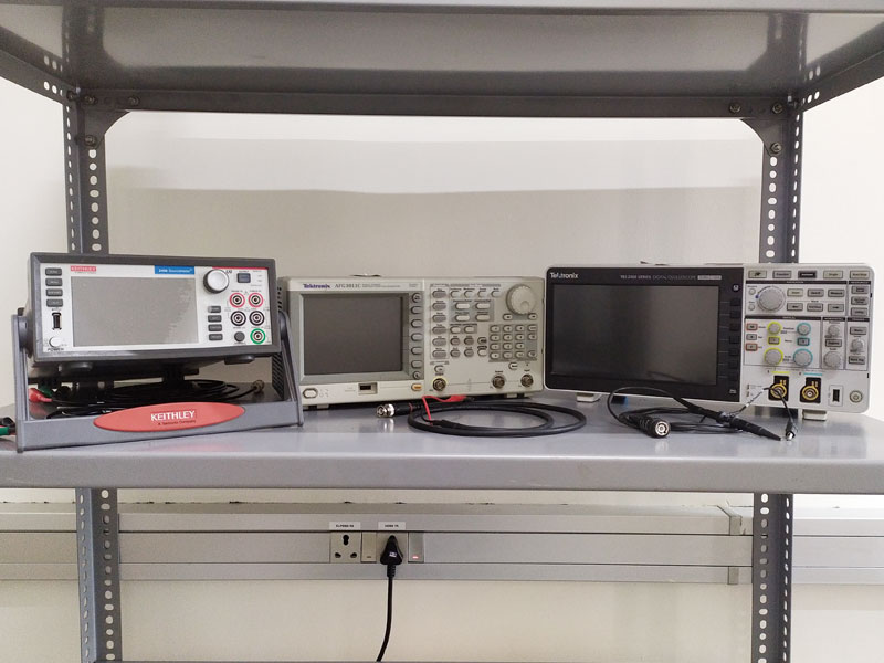 Lab Experiment using Source Meter Unit, Function generator, and Oscilloscope